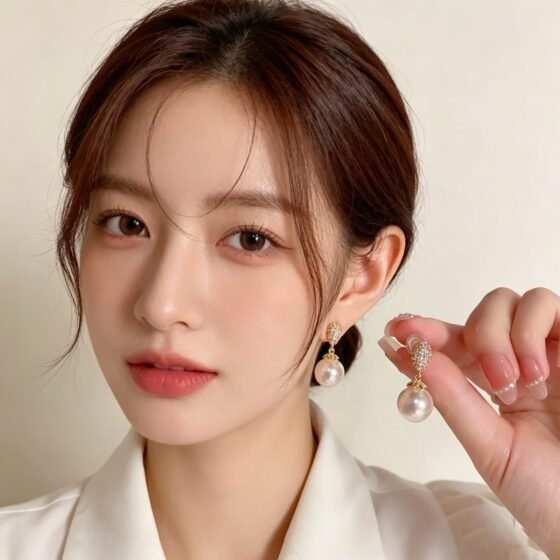 Pearl Crystal Drop Earrings - view 1