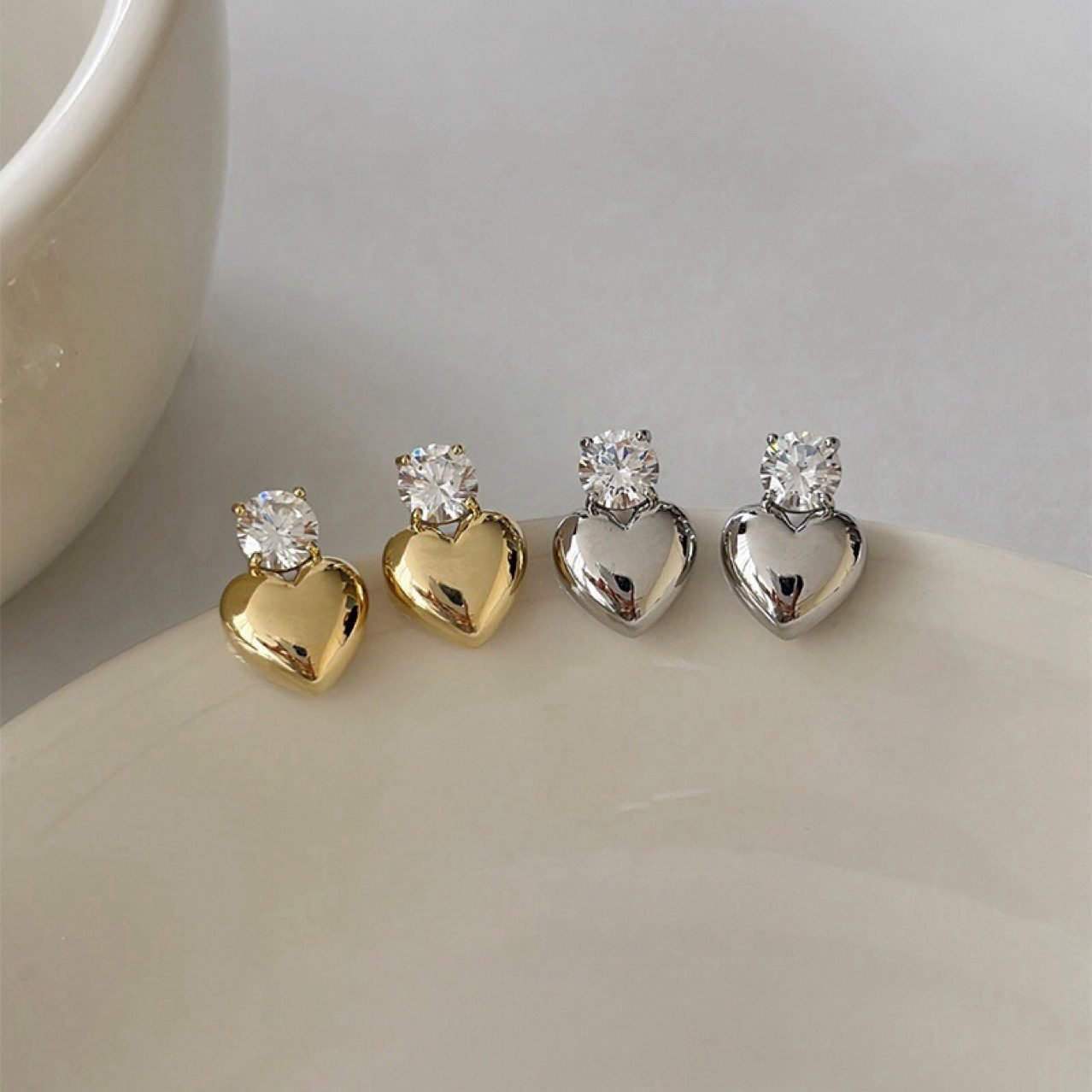 Heart Crystal Stud Earrings - view 3