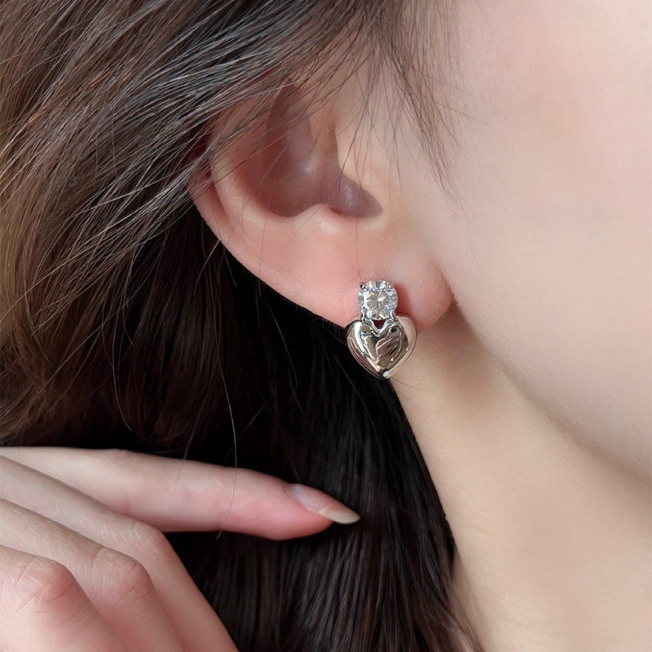Heart Crystal Stud Earrings - view 4