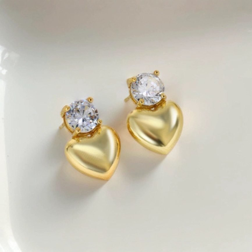 Heart Crystal Stud Earrings - view 6