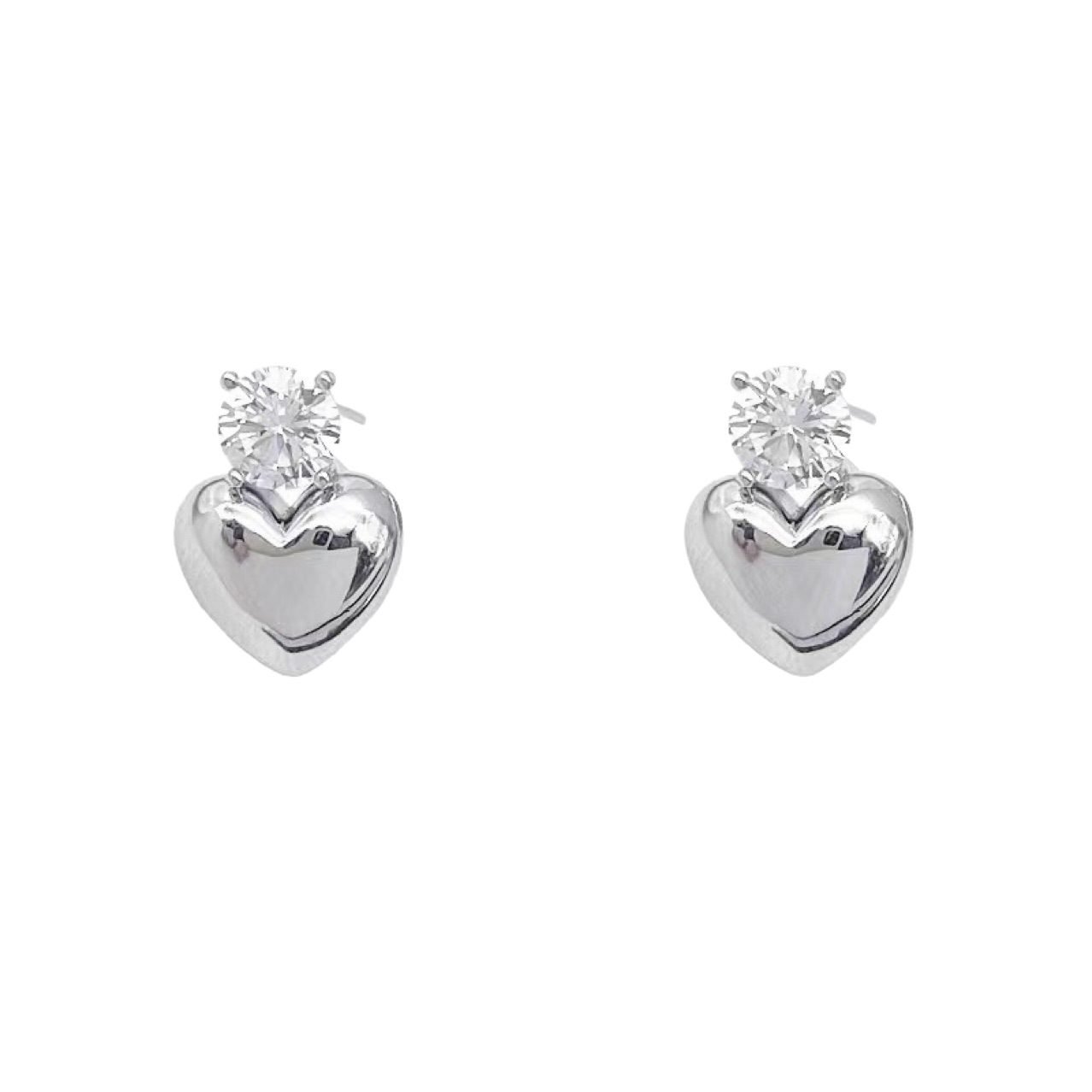 Heart Crystal Stud Earrings - view 7