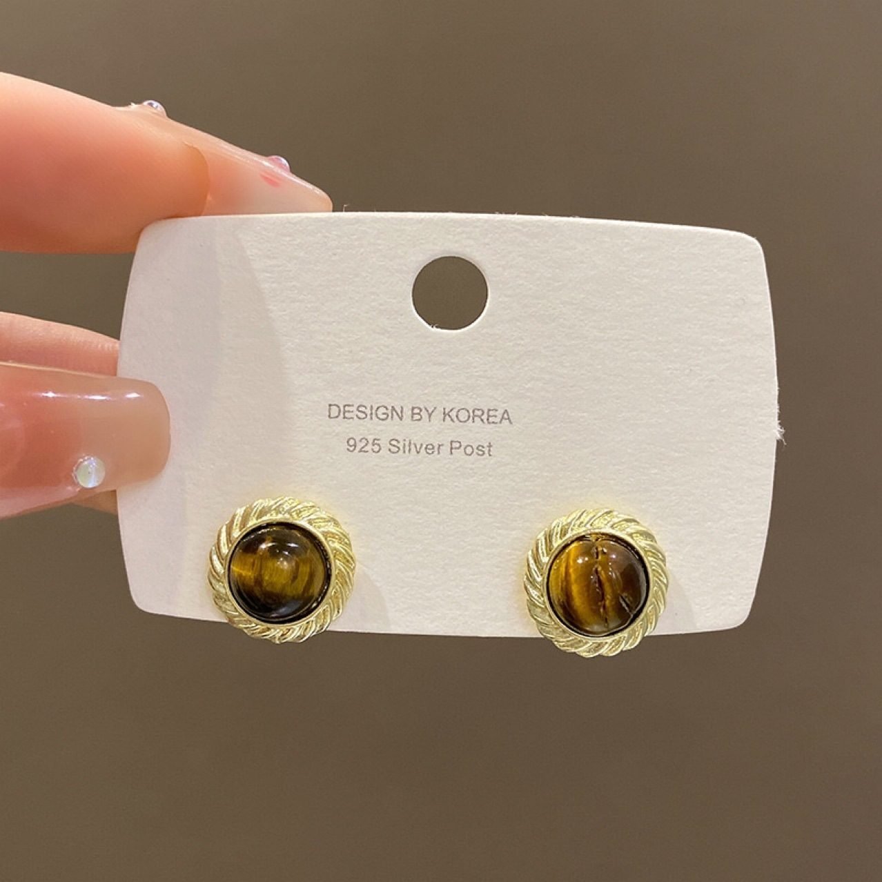 Tiger Eye Vintage Stud Earrings - view 4
