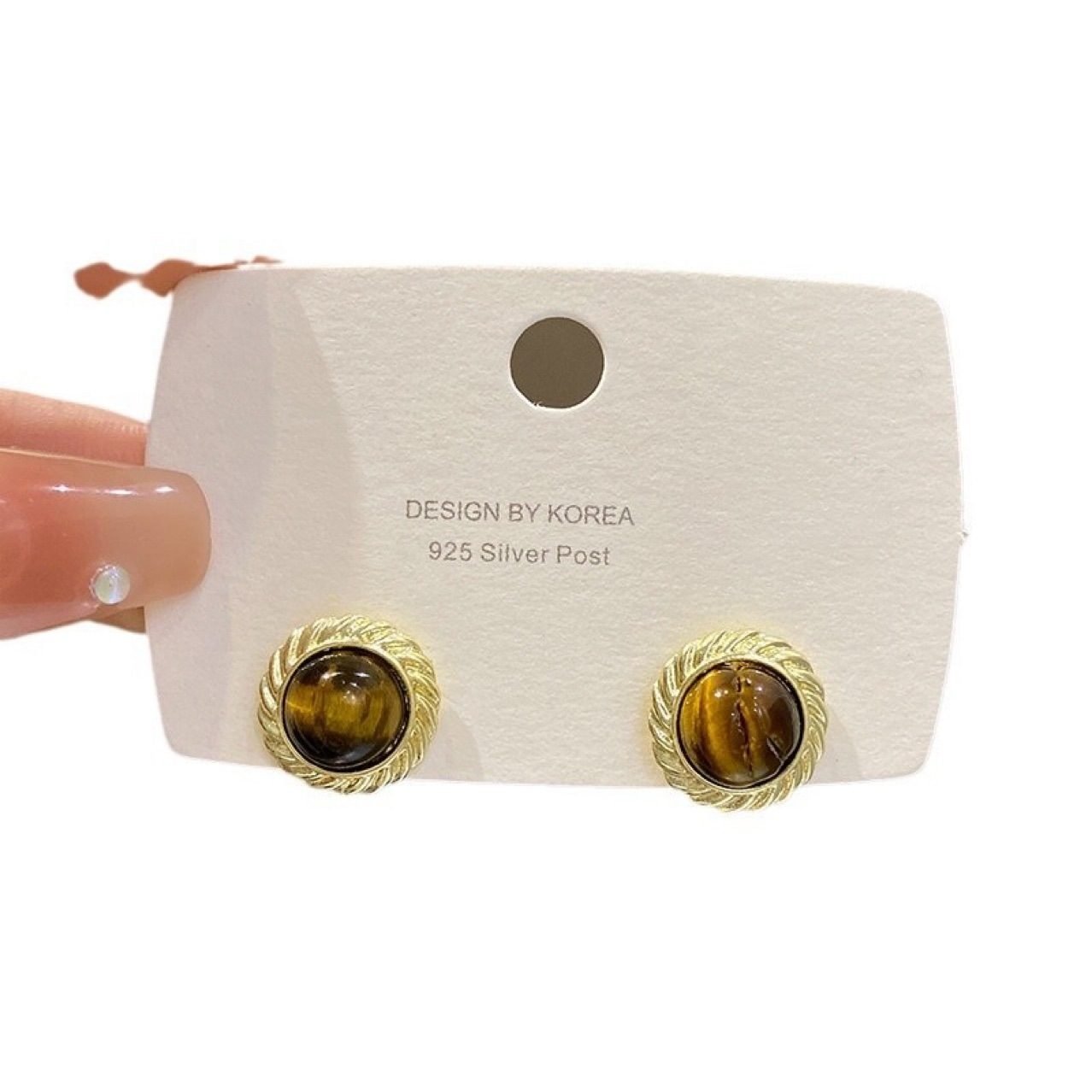 Tiger Eye Vintage Stud Earrings - view 7