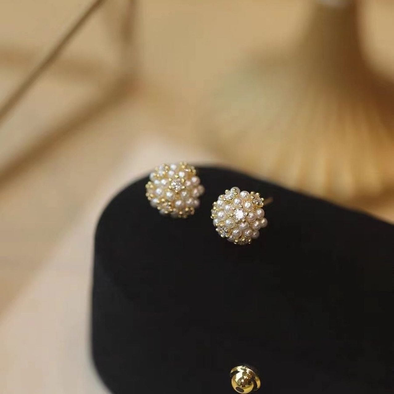 Pearl Crystal Stud Earrings - view 2