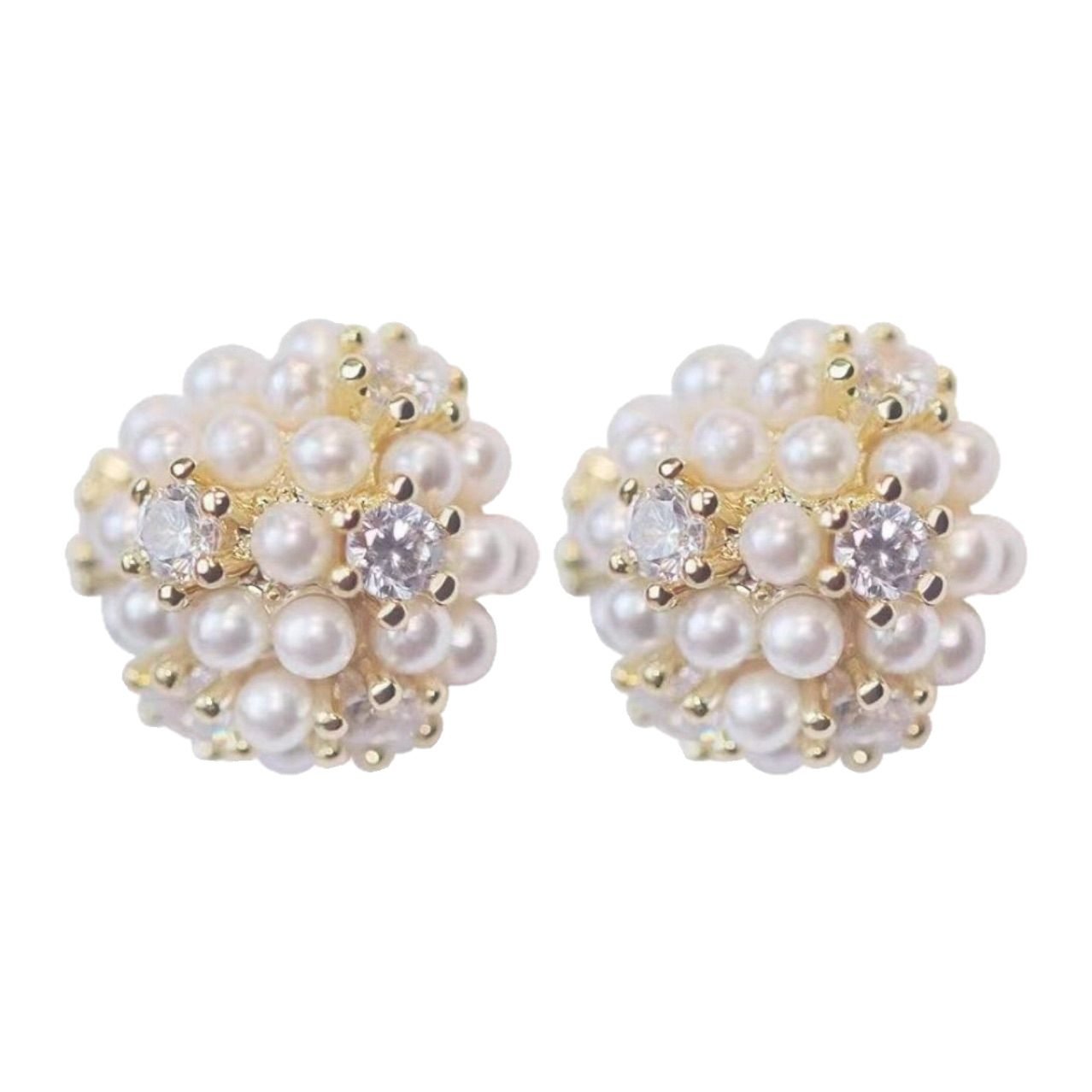 Pearl Crystal Stud Earrings - view 6