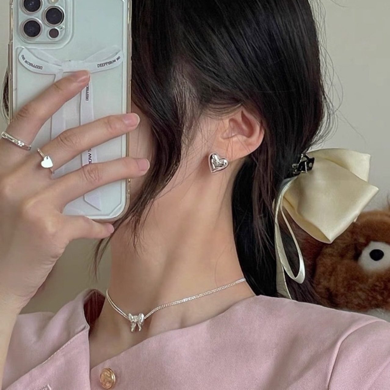 Heart Stud Earrings No. 125 - view 3