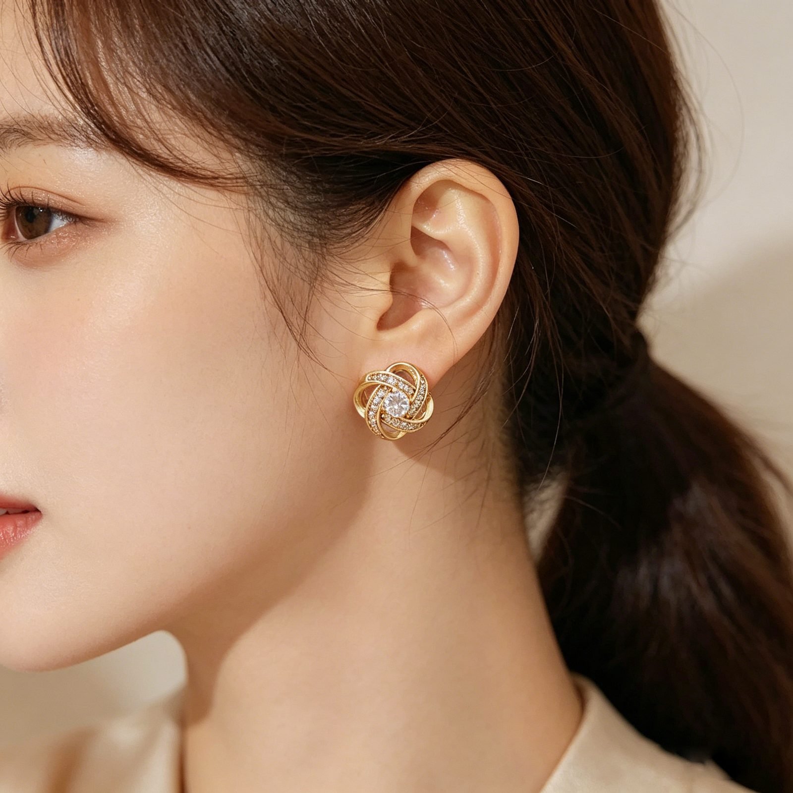 Floral Crystal Stud Earrings - view 1