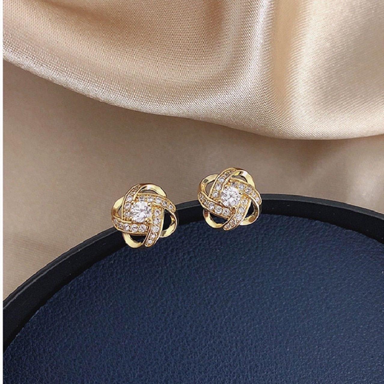 Floral Crystal Stud Earrings - view 3