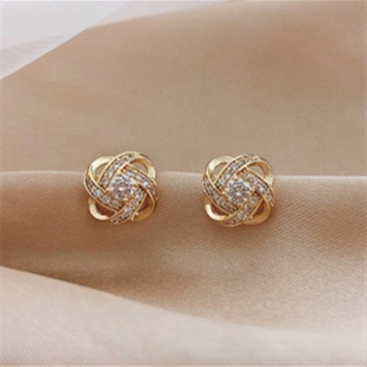Floral Crystal Stud Earrings - view 5