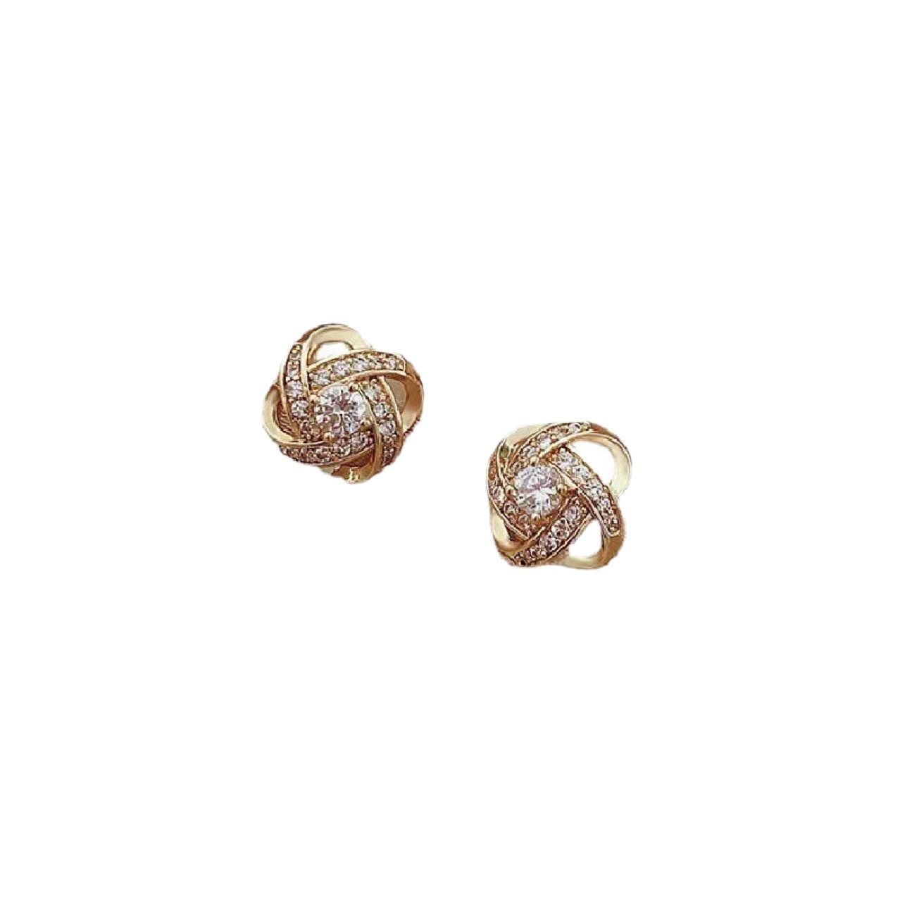 Floral Crystal Stud Earrings - view 6