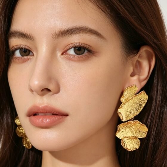 Leaf Sculptural Drop Earrings - view 1