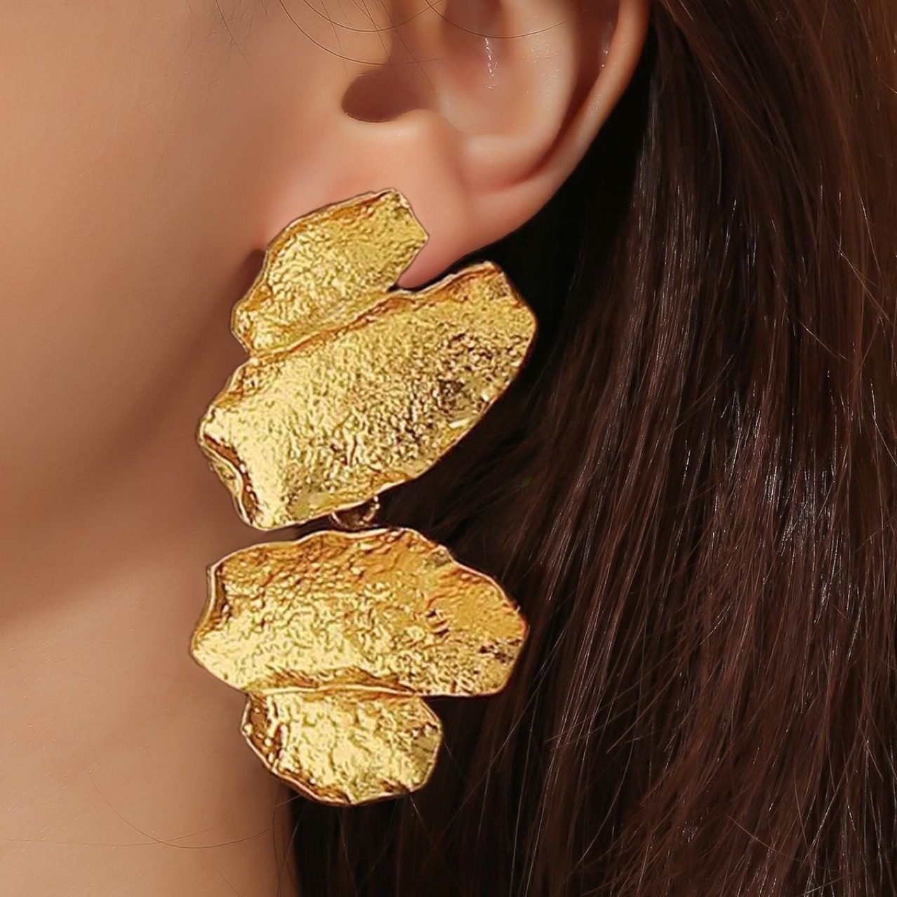 Leaf Sculptural Drop Earrings - view 2