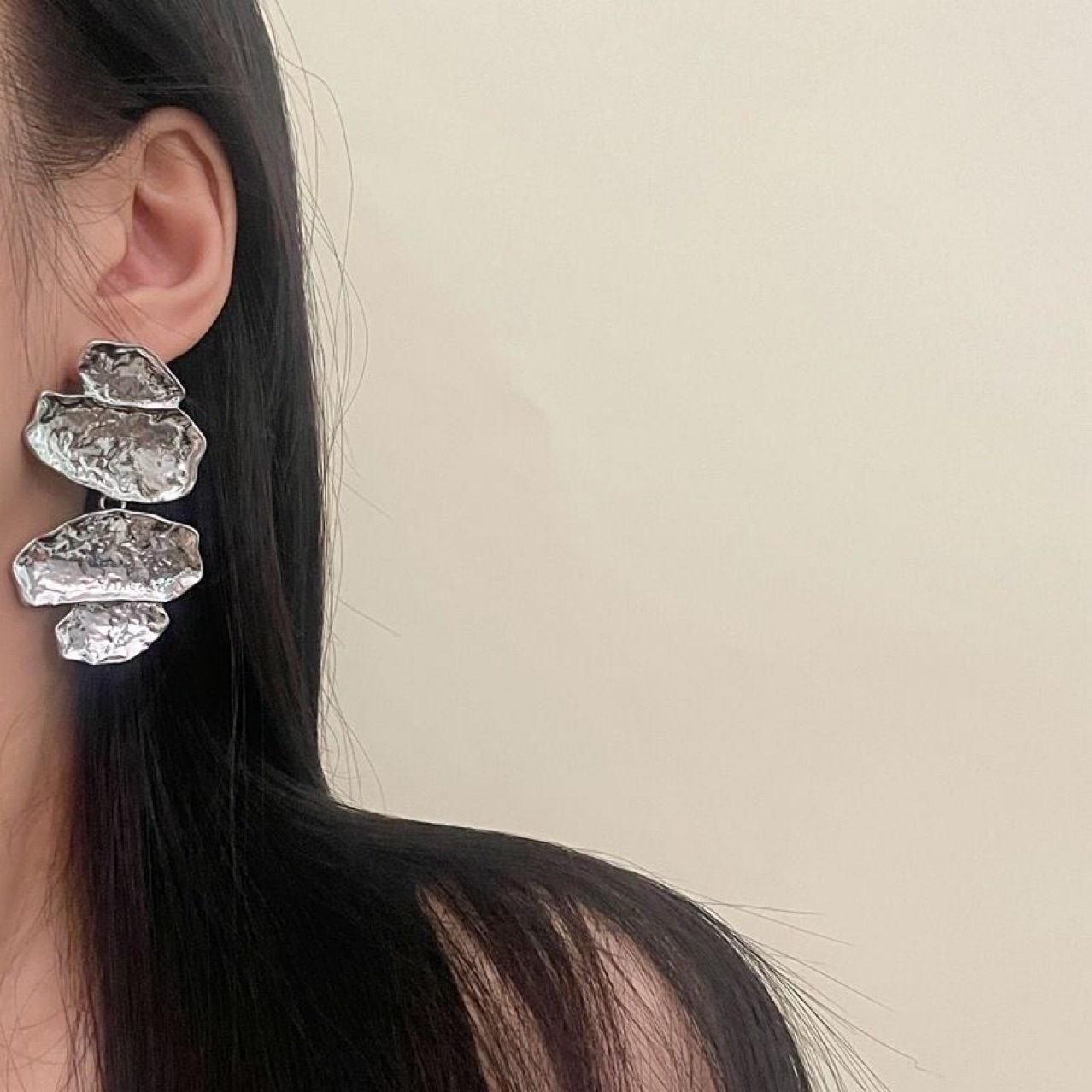 Leaf Sculptural Drop Earrings - view 3