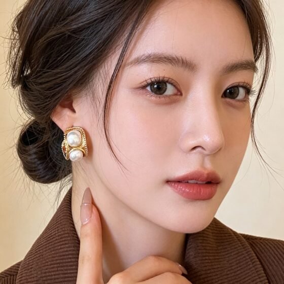 Pearl Hoop Earrings - view 1