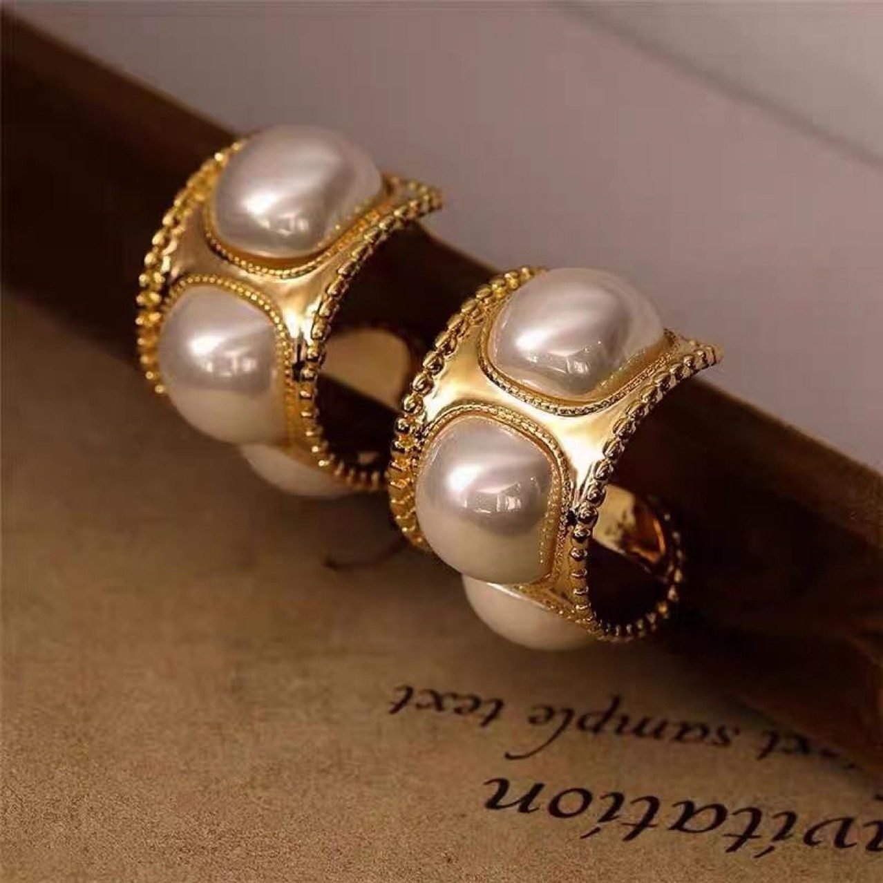 Pearl Hoop Earrings - view 3