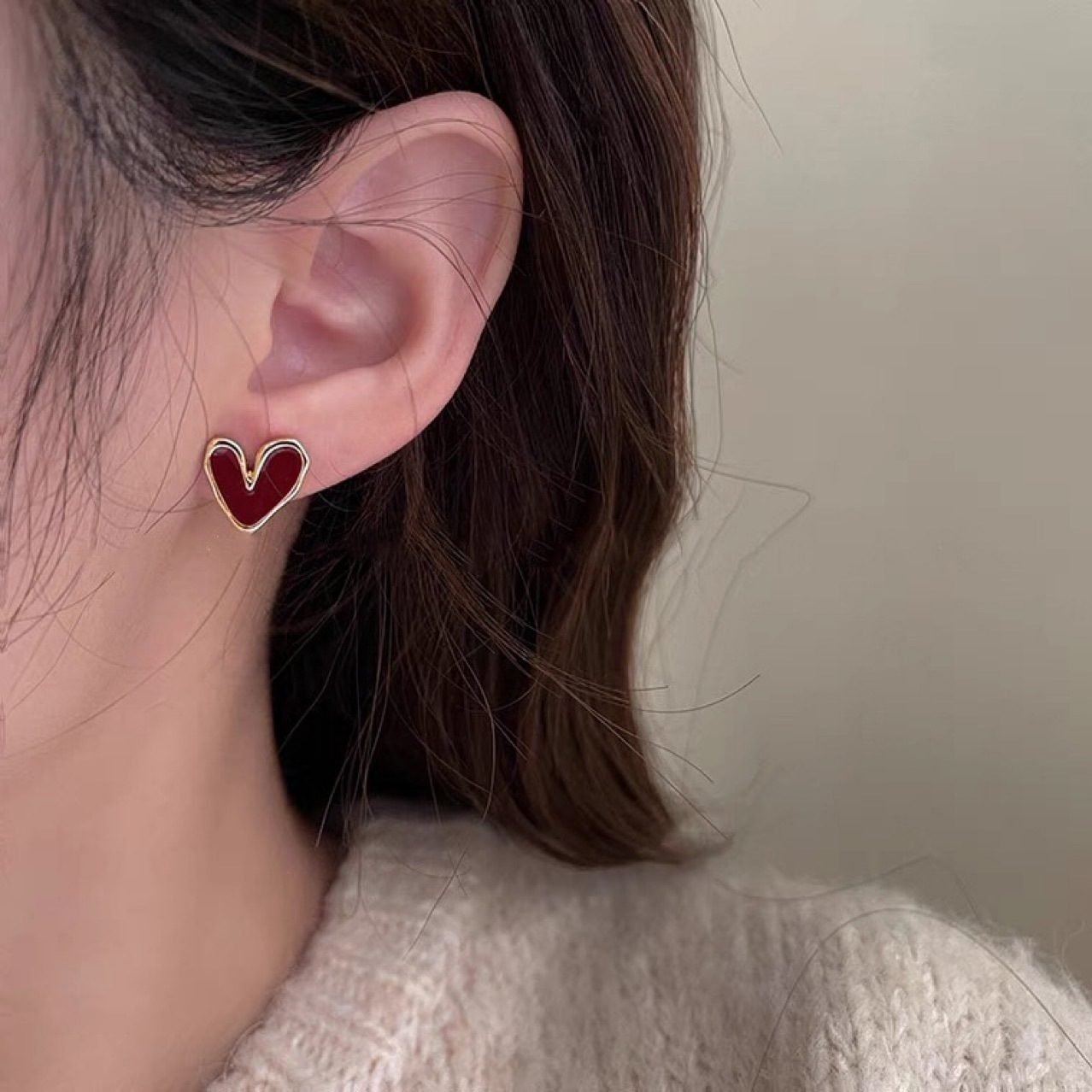 Heart Sculptural Stud Earrings - view 2