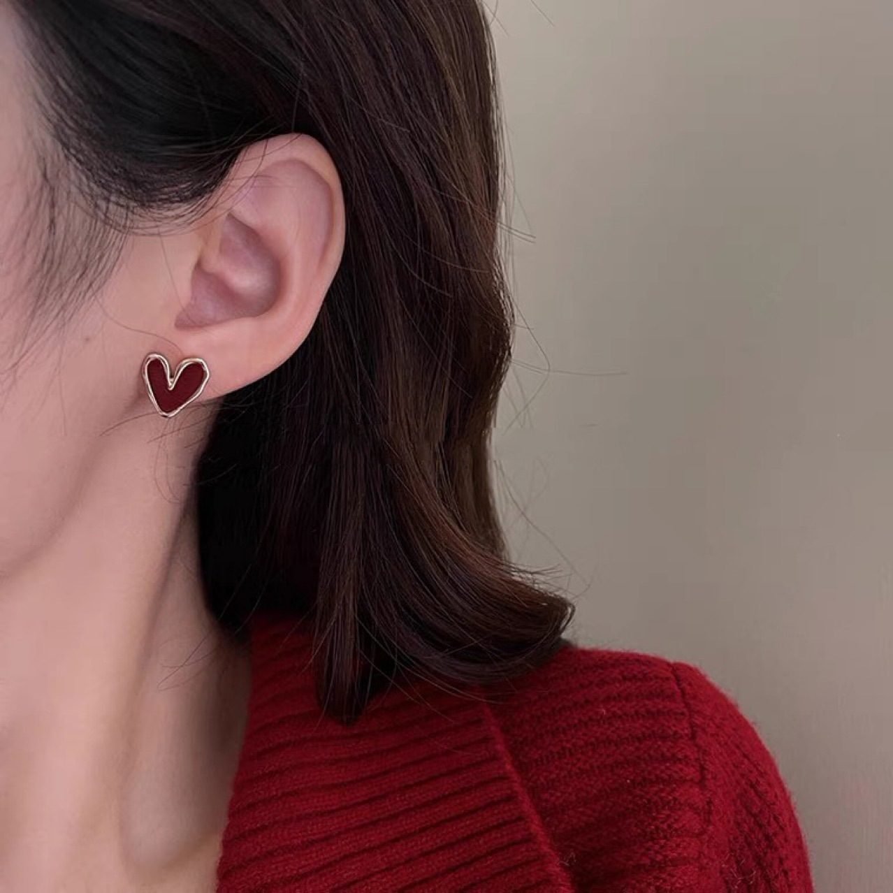 Heart Sculptural Stud Earrings - view 3