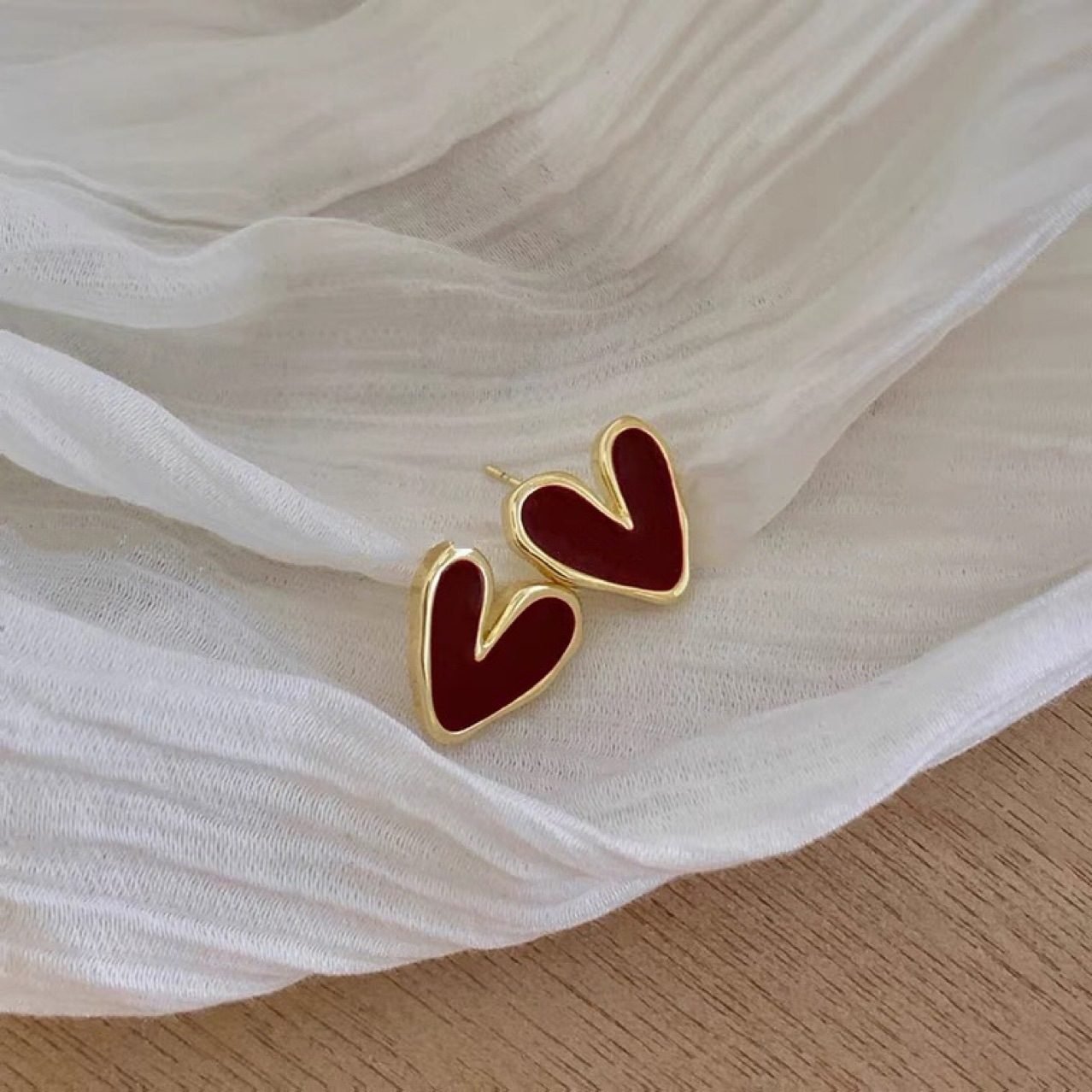 Heart Sculptural Stud Earrings - view 5