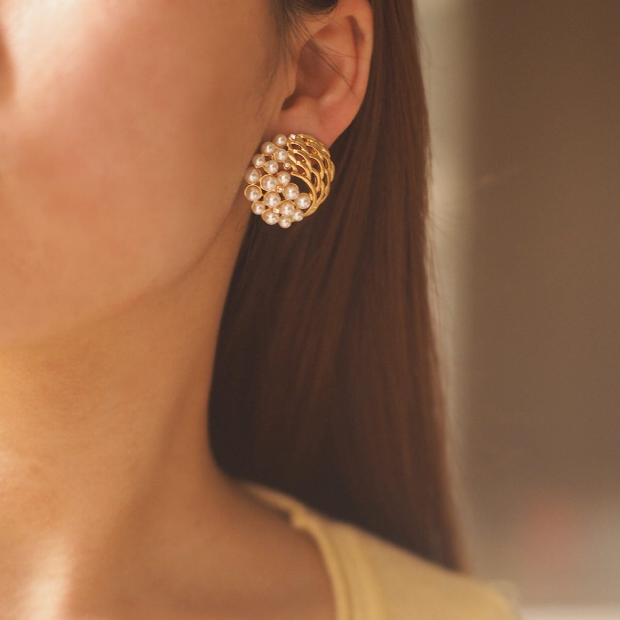 Pearl Floral Earrings - view 4