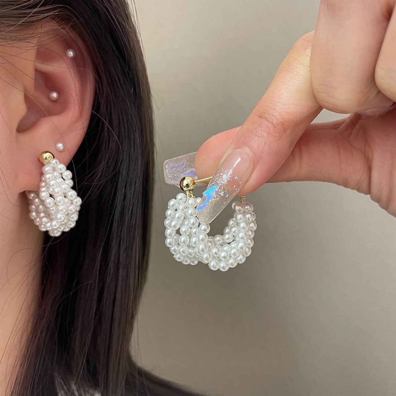 Pearl Stud Earrings No. 221 - view 6