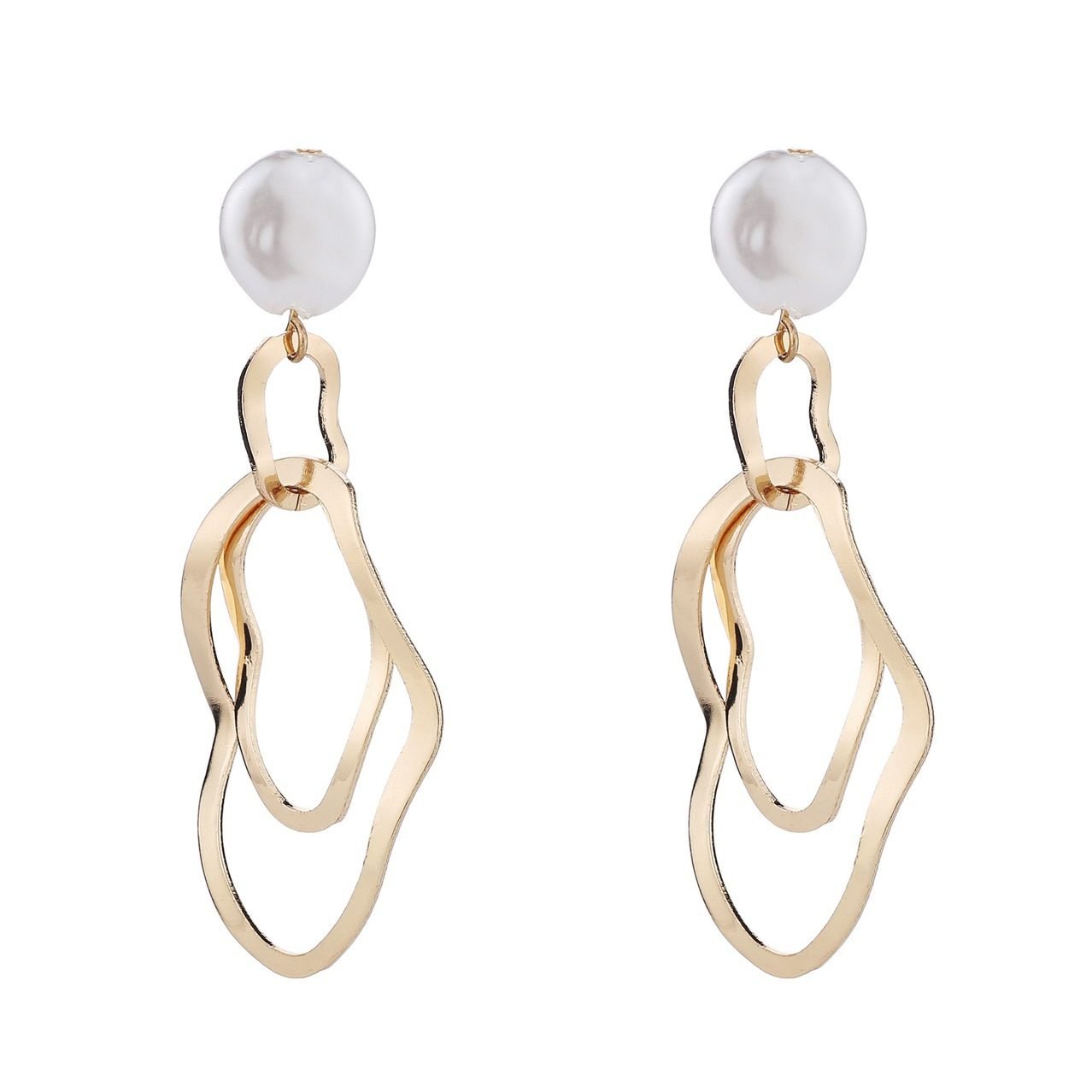 Pearl Sculptural Hoop Earrings - view 6