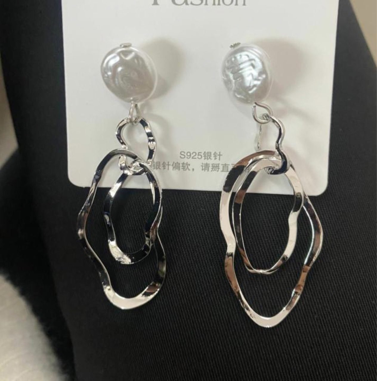 Pearl Sculptural Hoop Earrings - view 7