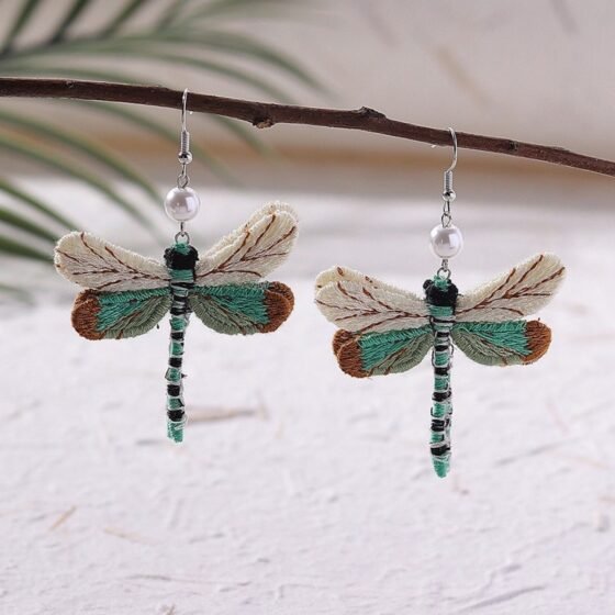 Dragonfly Vintage Drop Earrings No. 240 - view 1