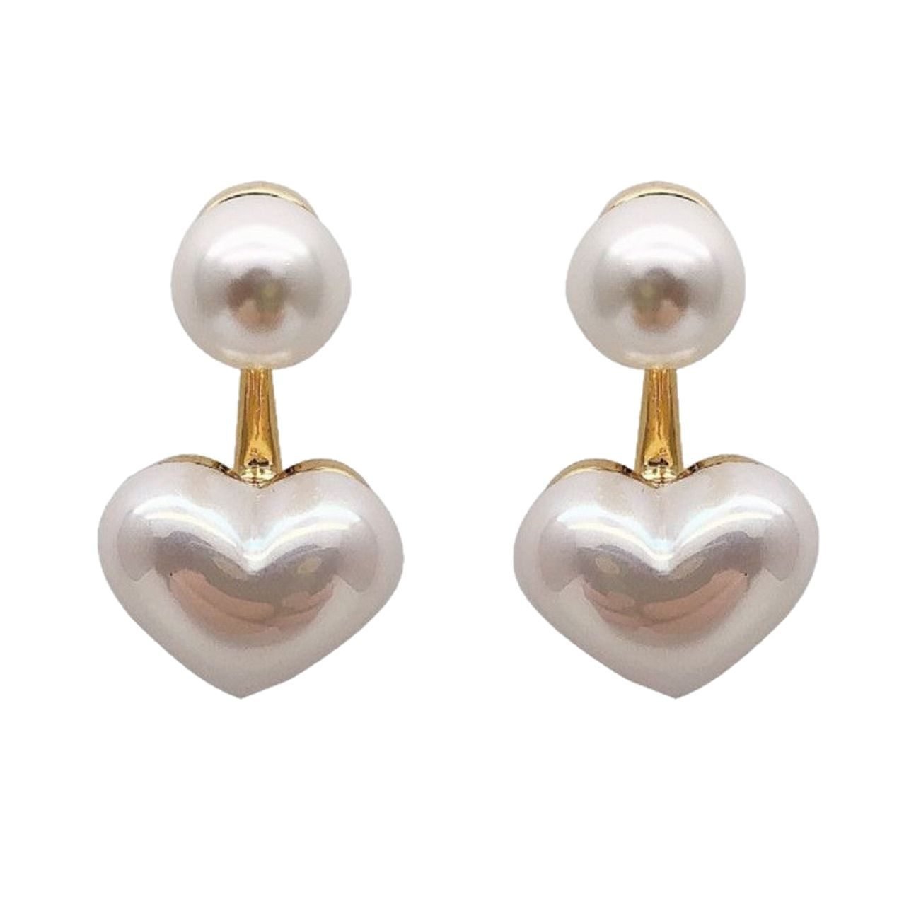 Pearl Heart Stud Earrings No. 242 - view 6