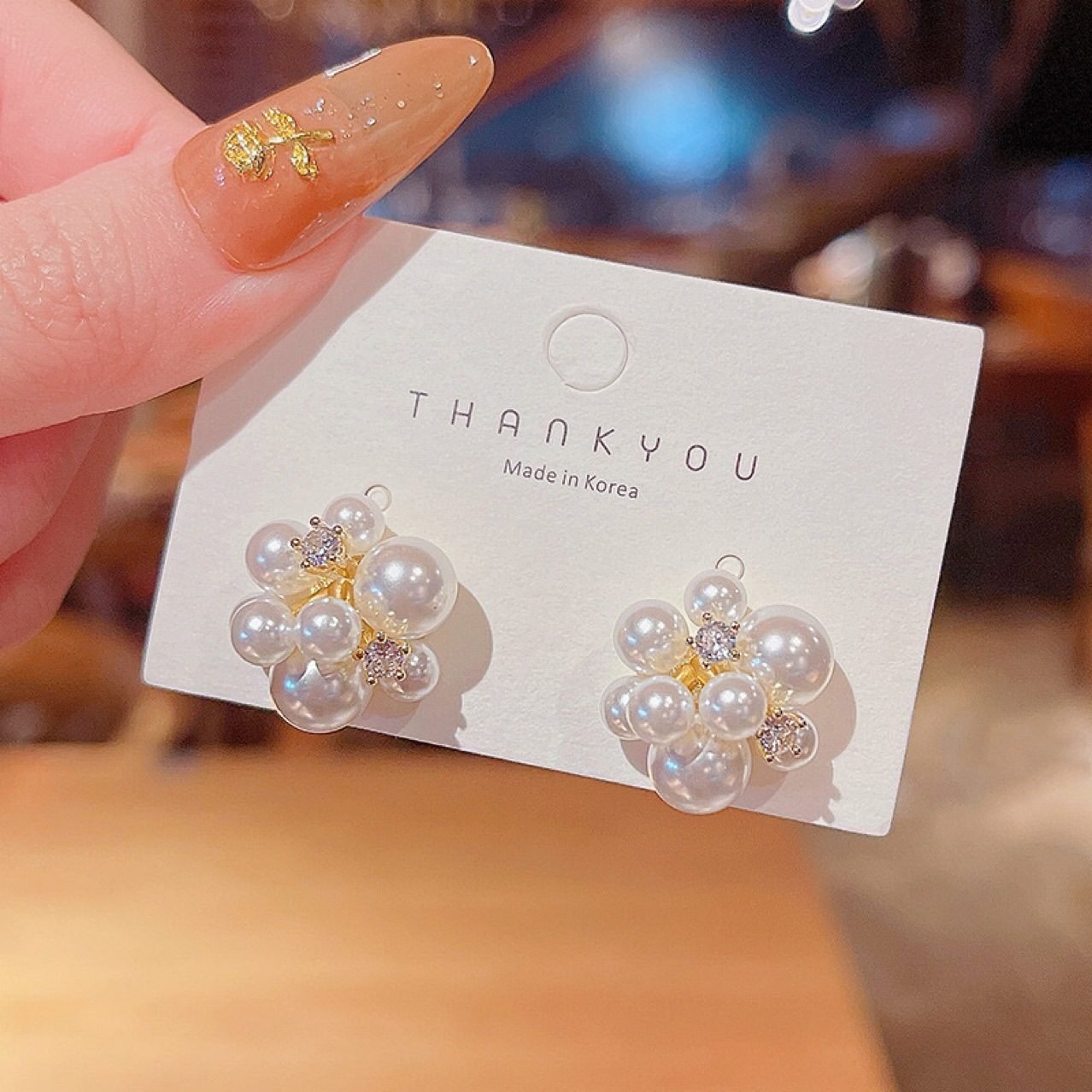 Pearl Floral Stud Earrings No. 250 - view 3
