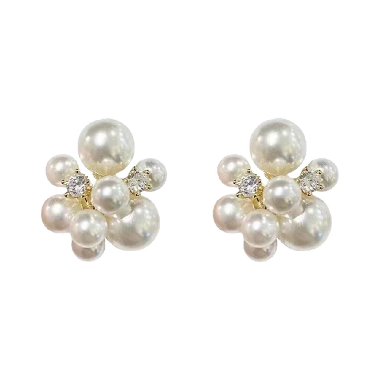 Pearl Floral Stud Earrings No. 250 - view 6