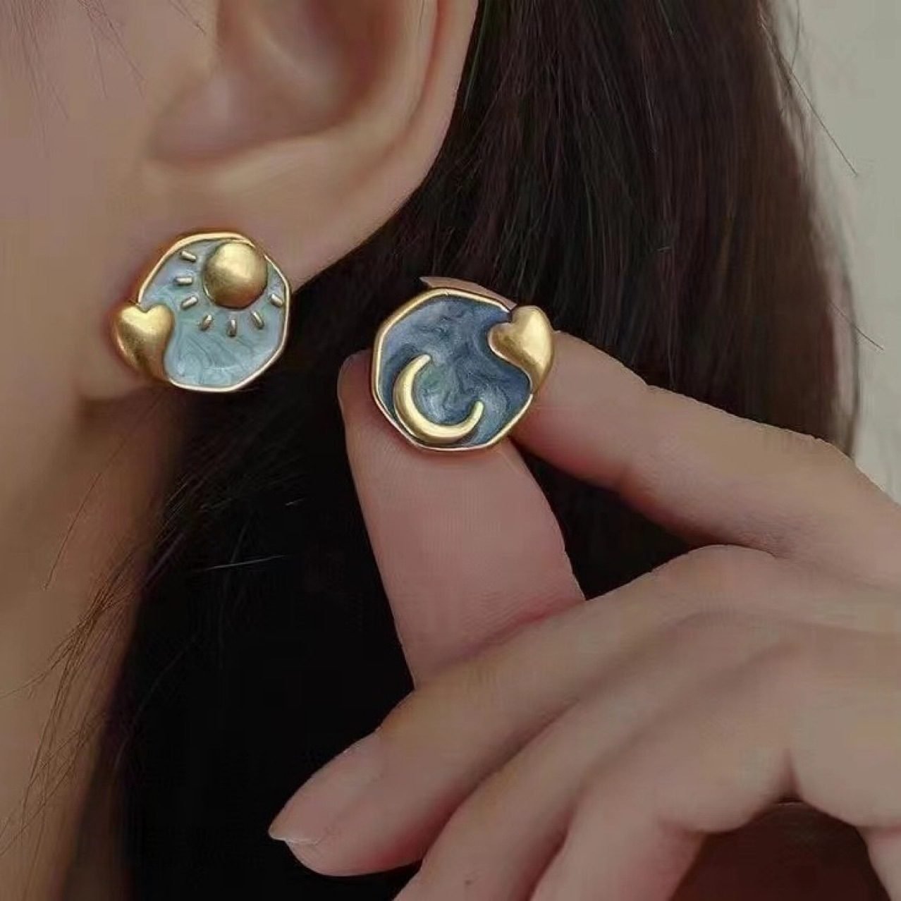 Celestial Sun Stud Earrings - view 2