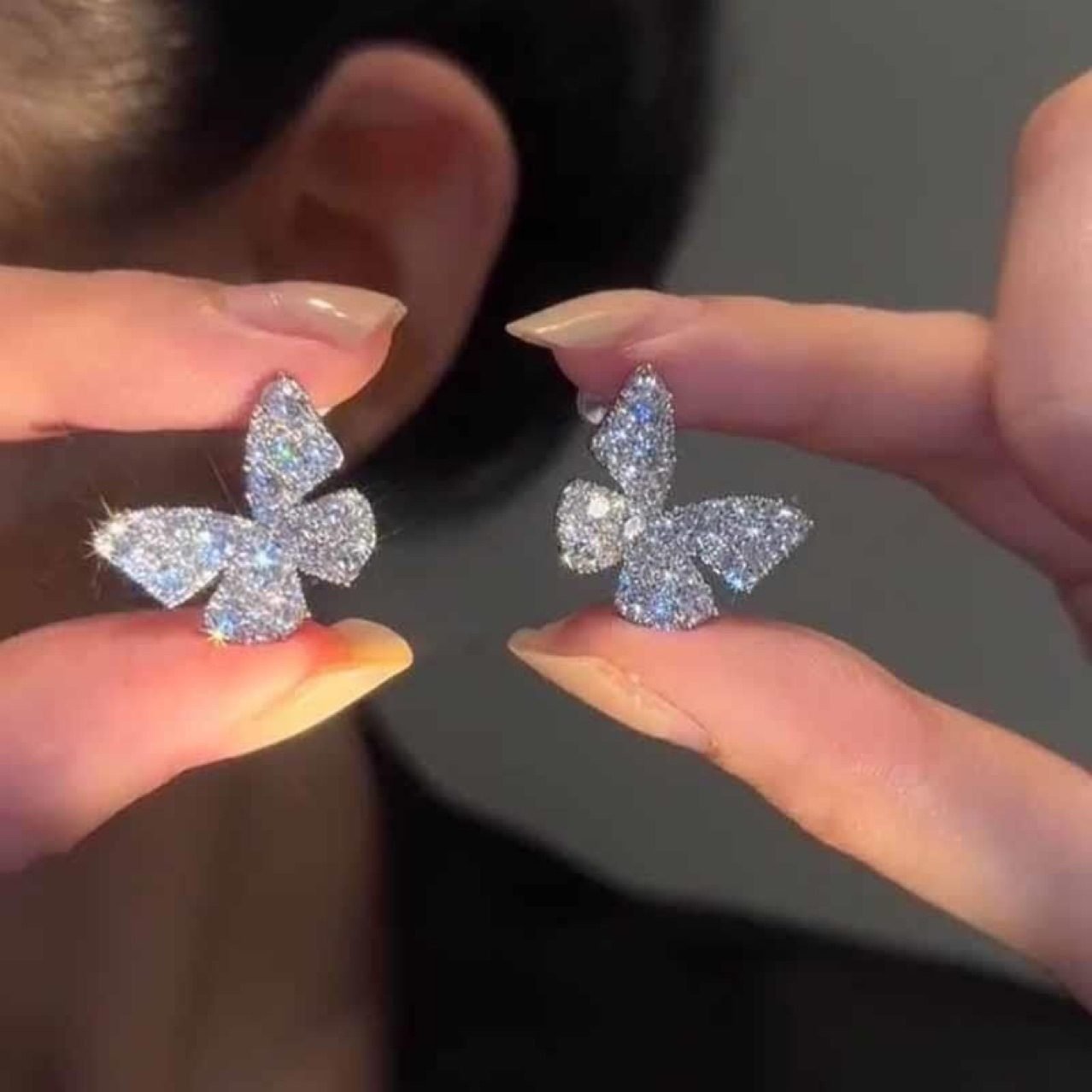 Butterfly Crystal Stud Earrings - view 2