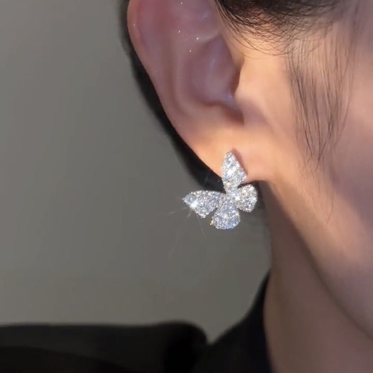 Butterfly Crystal Stud Earrings - view 3