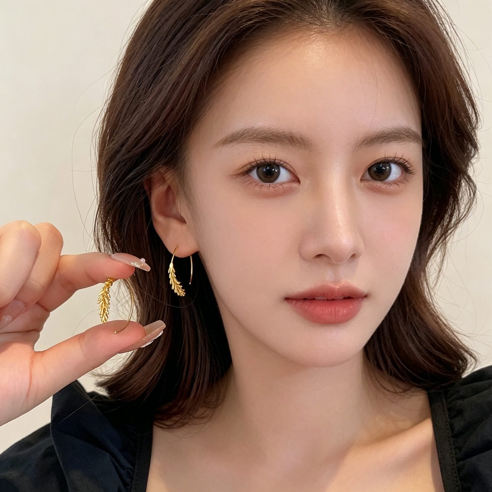 Leaf Hoop Earrings - view 1