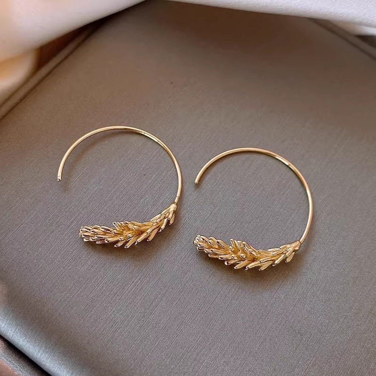 Leaf Hoop Earrings - view 4
