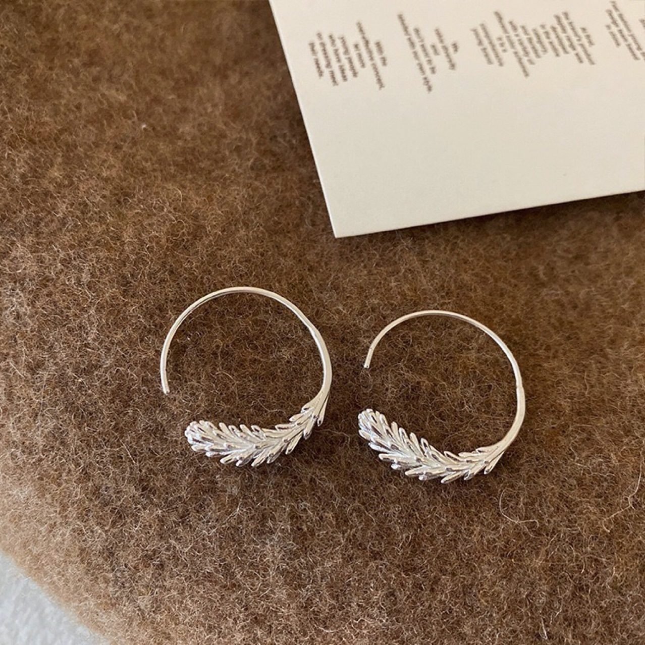 Leaf Hoop Earrings - view 6