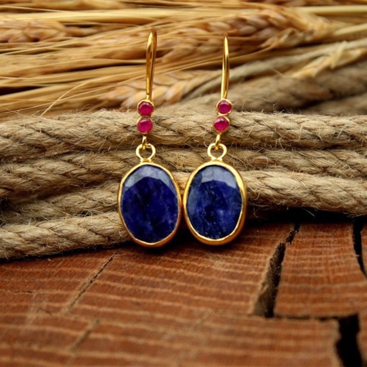 Dewdrop Lapis Drop Earrings - view 2