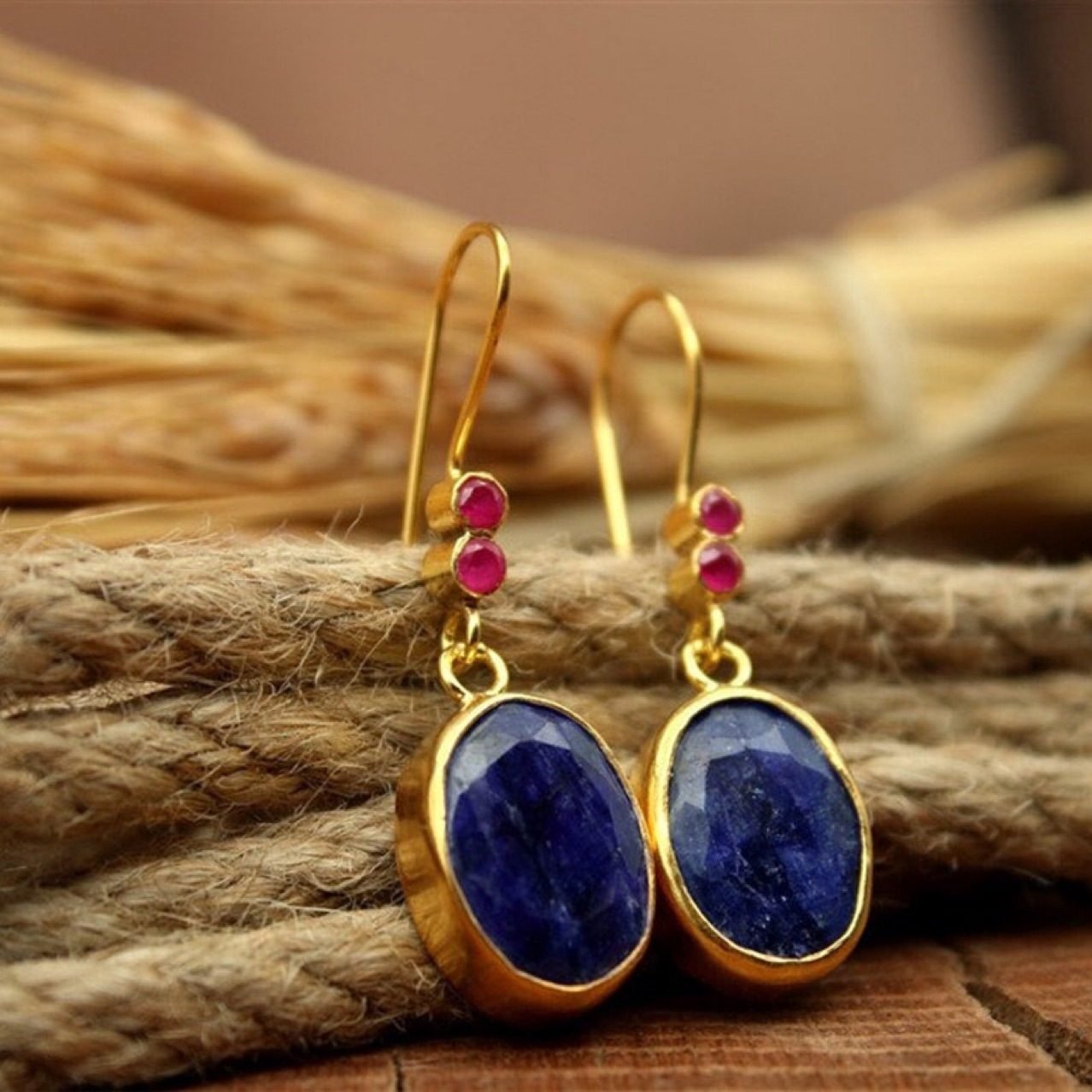 Dewdrop Lapis Drop Earrings - view 3