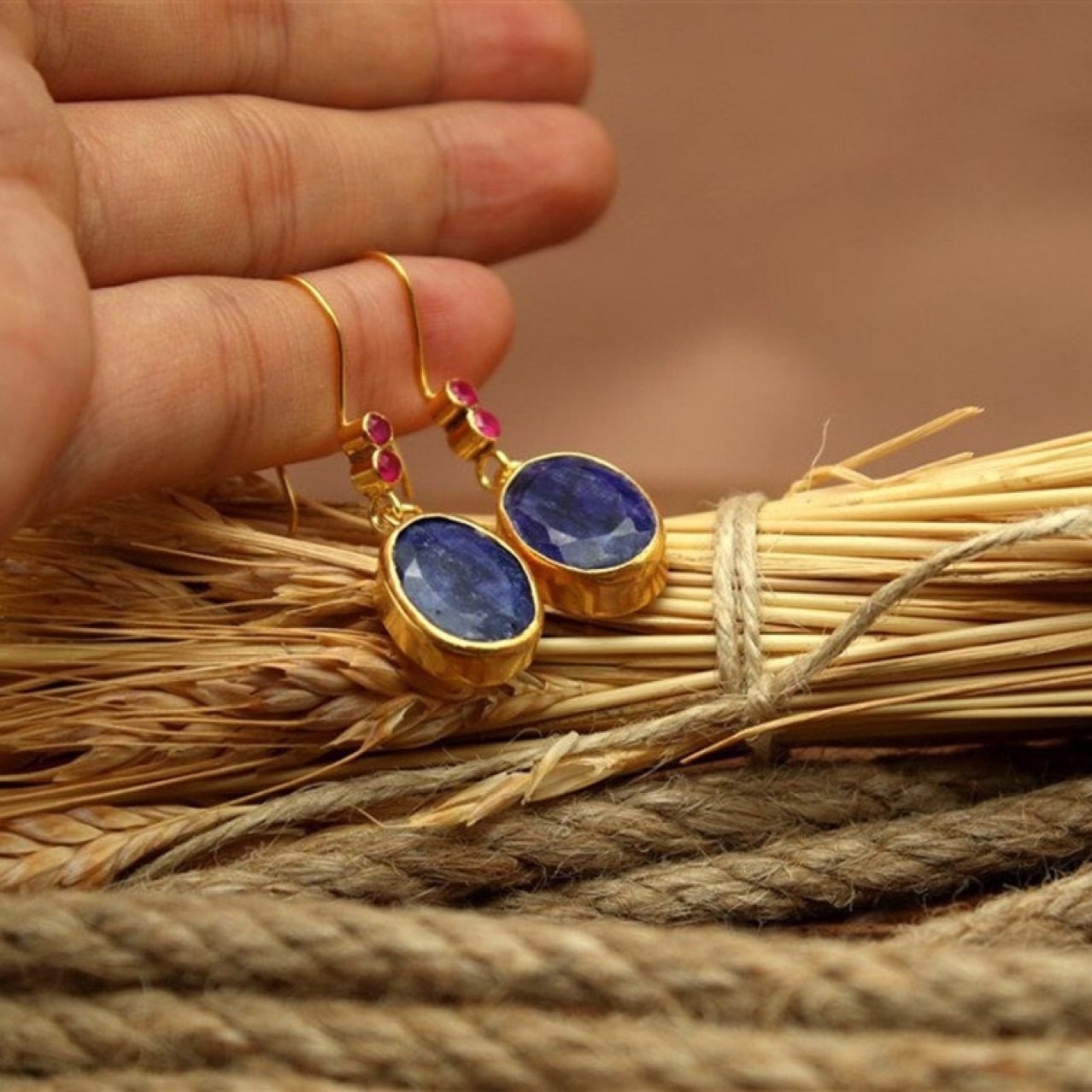 Dewdrop Lapis Drop Earrings - view 4