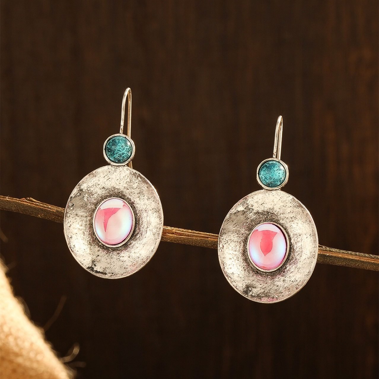 Gemstone Vintage Drop Earrings - view 2