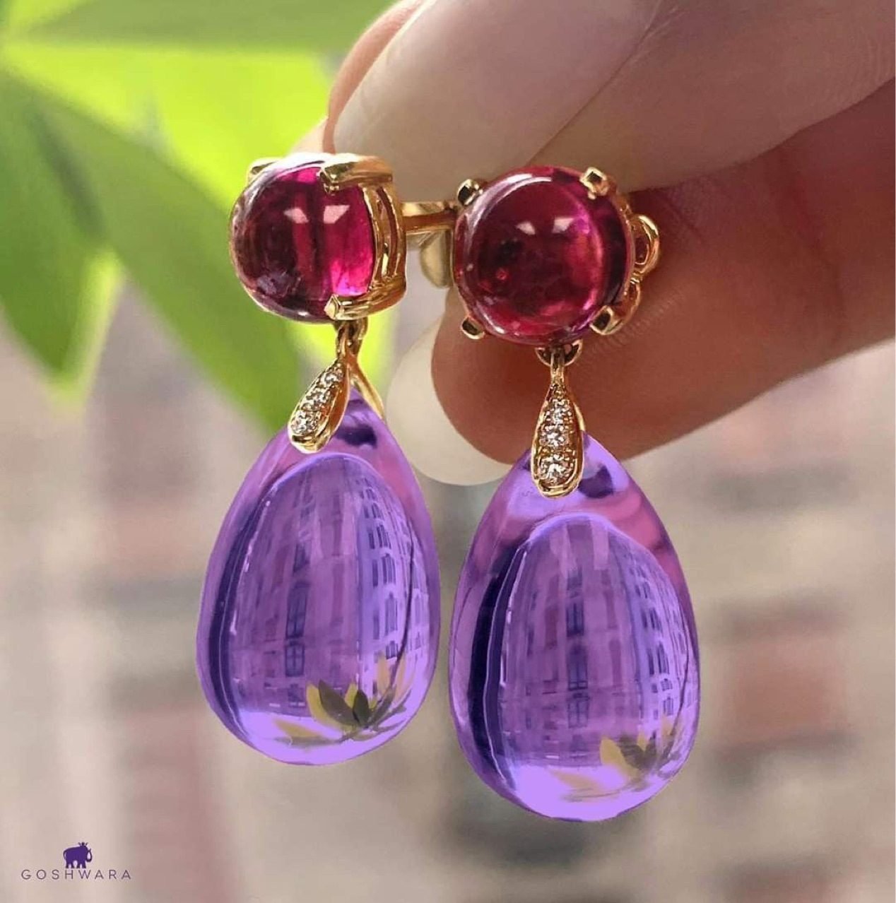 Dewdrop Gemstone Stud Earrings - view 2