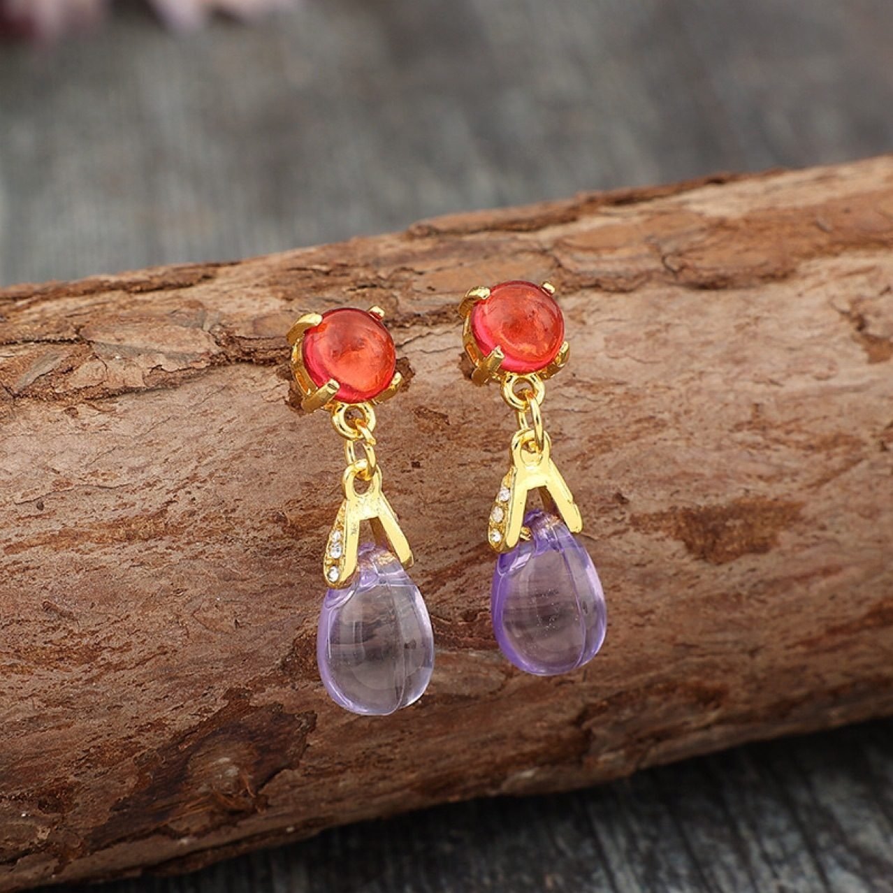 Dewdrop Gemstone Stud Earrings - view 3