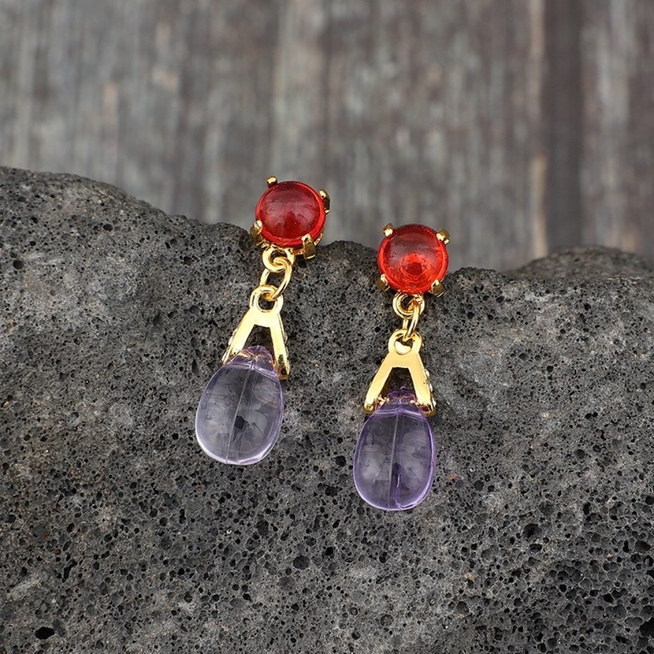 Dewdrop Gemstone Stud Earrings - view 4