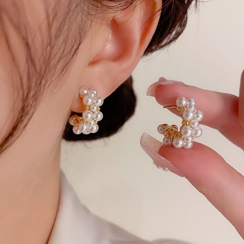 Pearl Hoop Earrings No. 316 - view 3
