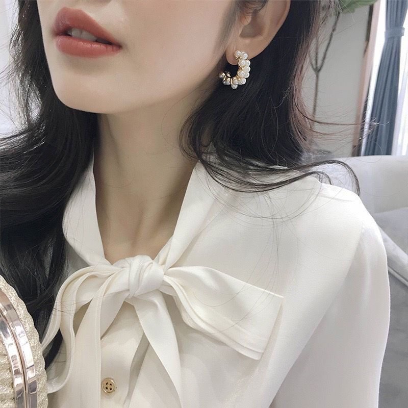 Pearl Hoop Earrings No. 316 - view 4