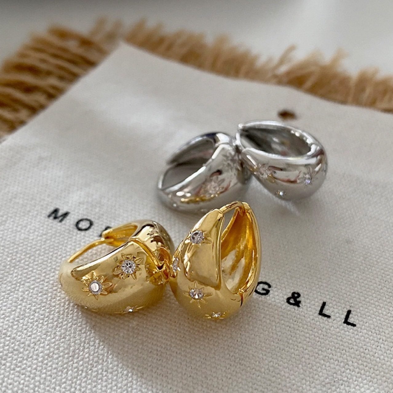 Celestial Sculptural Hoop Earrings - view 2