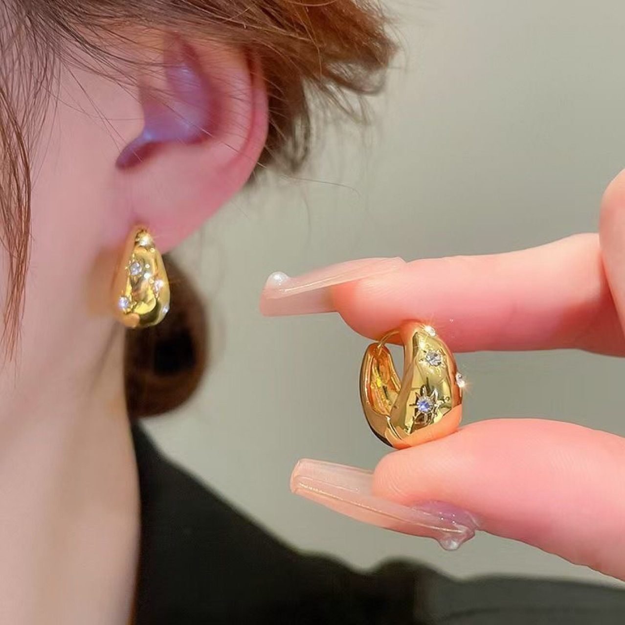 Celestial Sculptural Hoop Earrings - view 4
