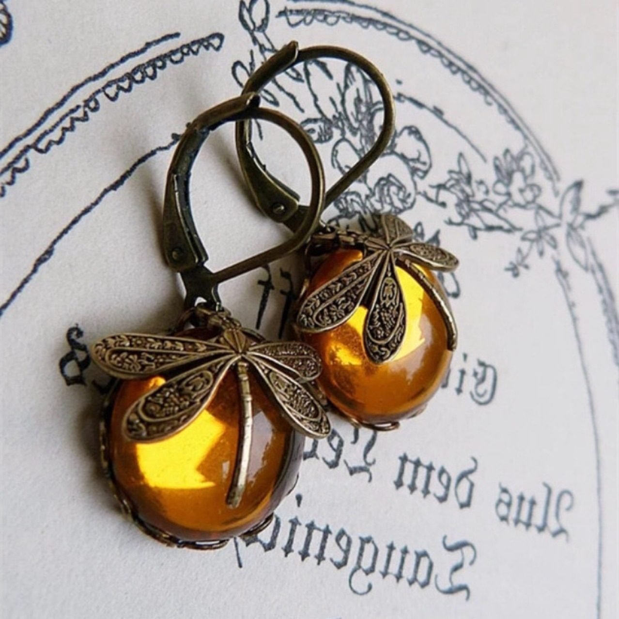 Dragonfly Crystal Drop Earrings - view 5