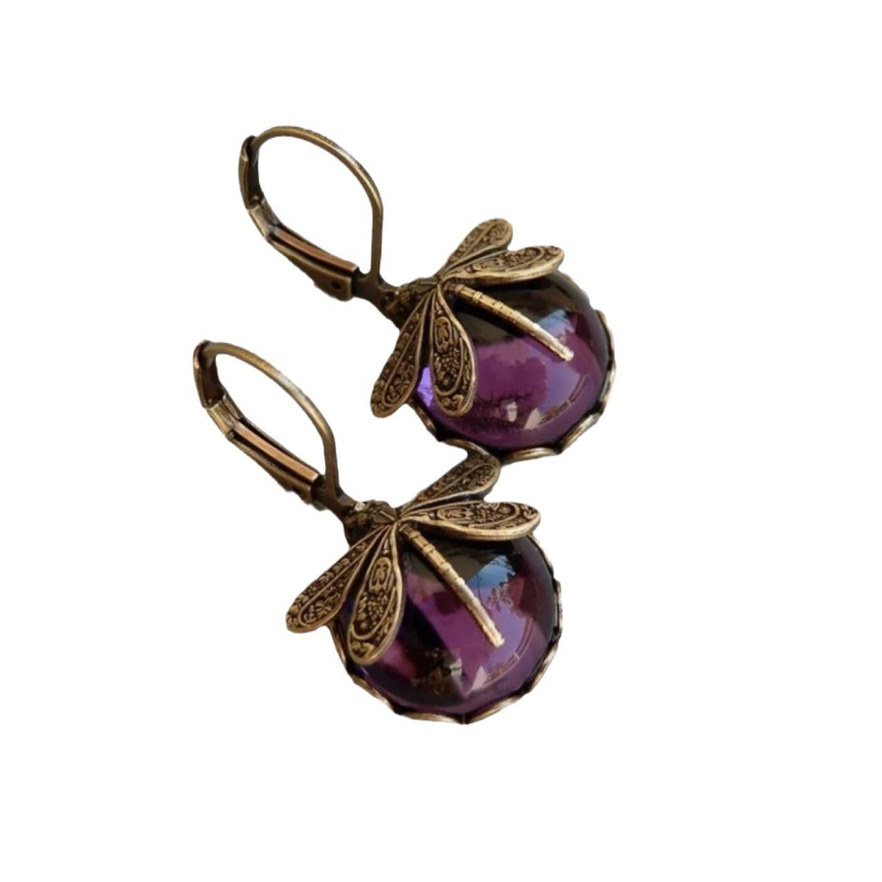 Dragonfly Crystal Drop Earrings - view 6