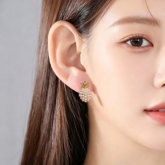 Pearl Pineapple Stud Earrings - view 1